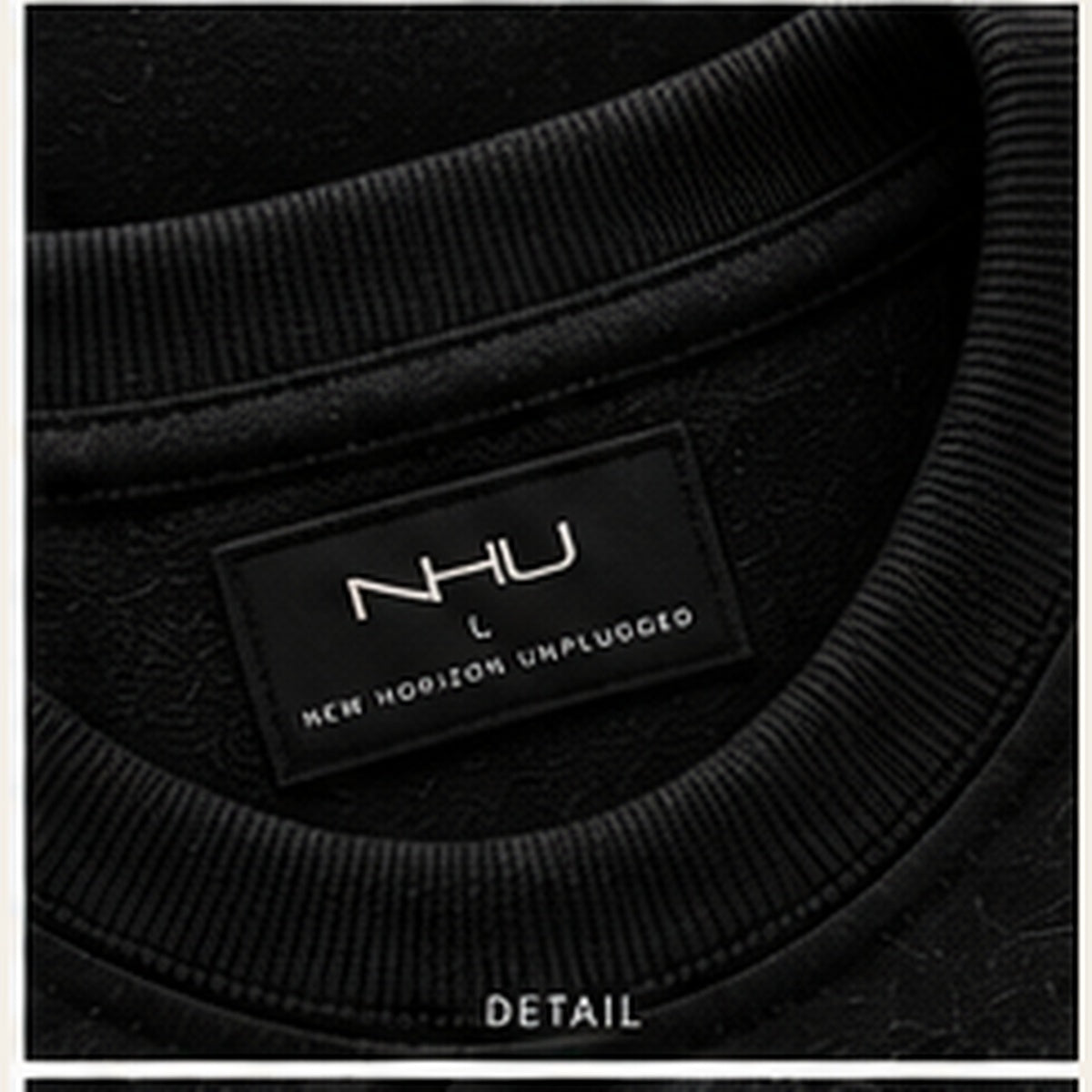 HYSUM Premium Crewneck neck label and fabric detail